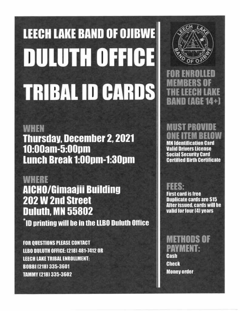 Tribal ID Cards Duluth Area Office Leech Lake News