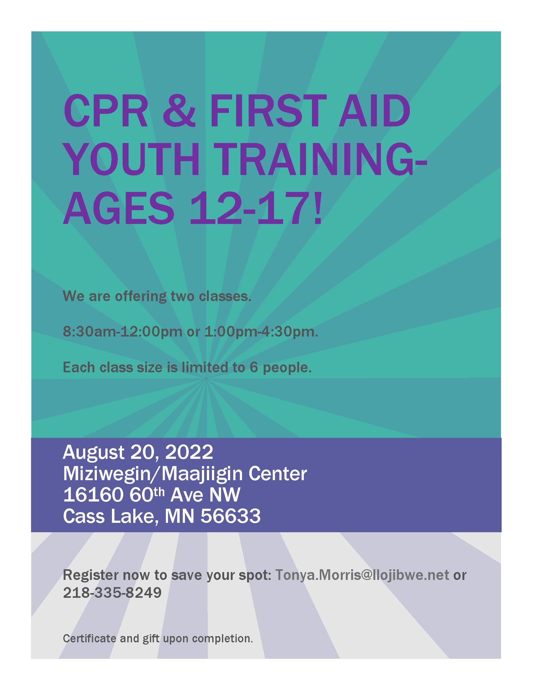 Youth CPR First Aid Training Leech Lake News